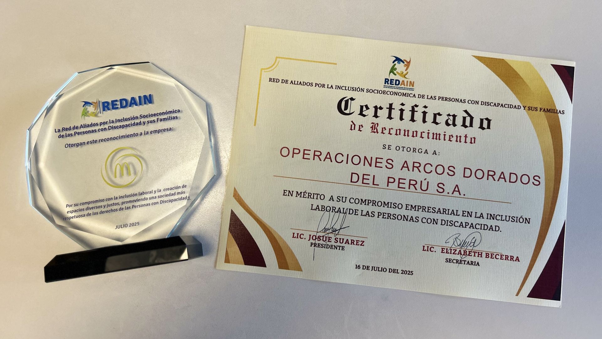 [Perú] Arcos Dorados es reconocida por la Municipalidad de Surco por su compromiso con la inclusión laboral